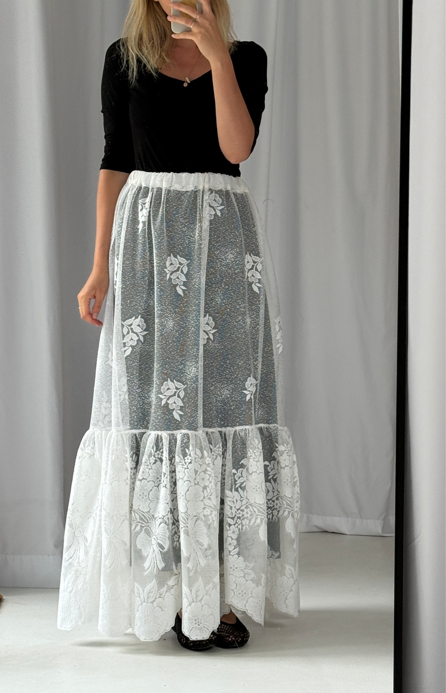 Lace Skirt with Ruffles
