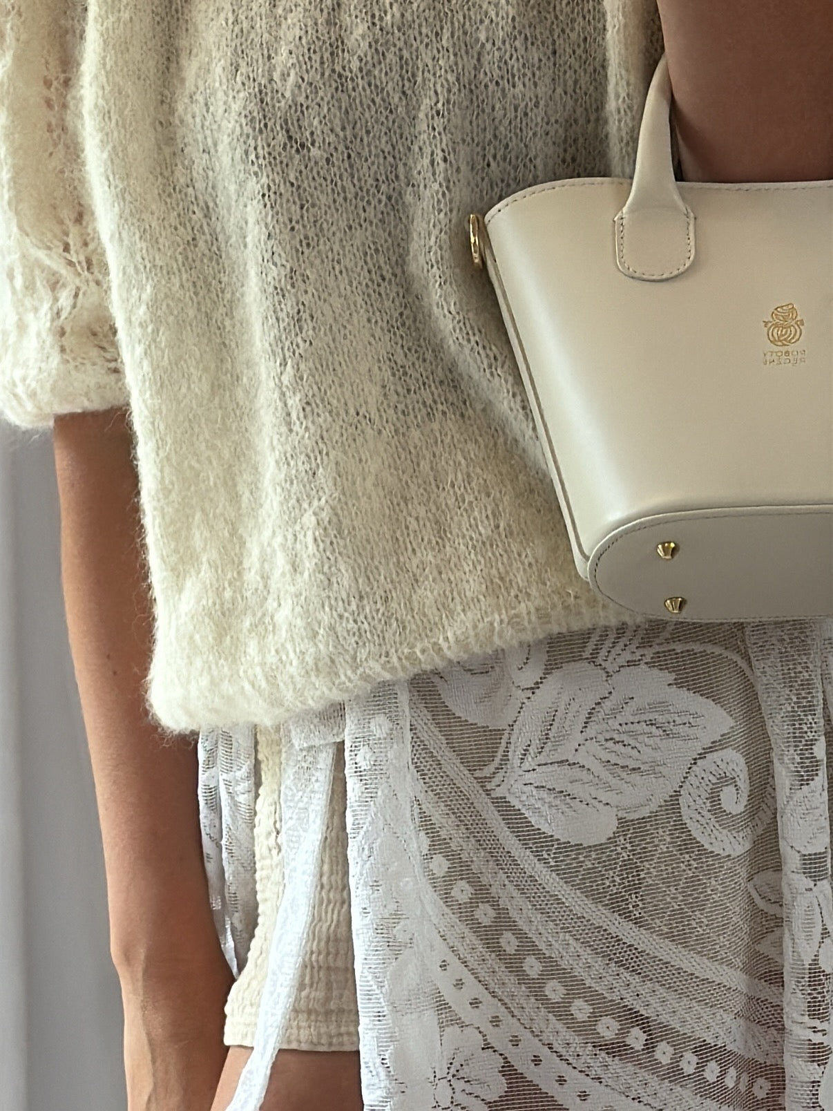Cream Leather Handbag Janina