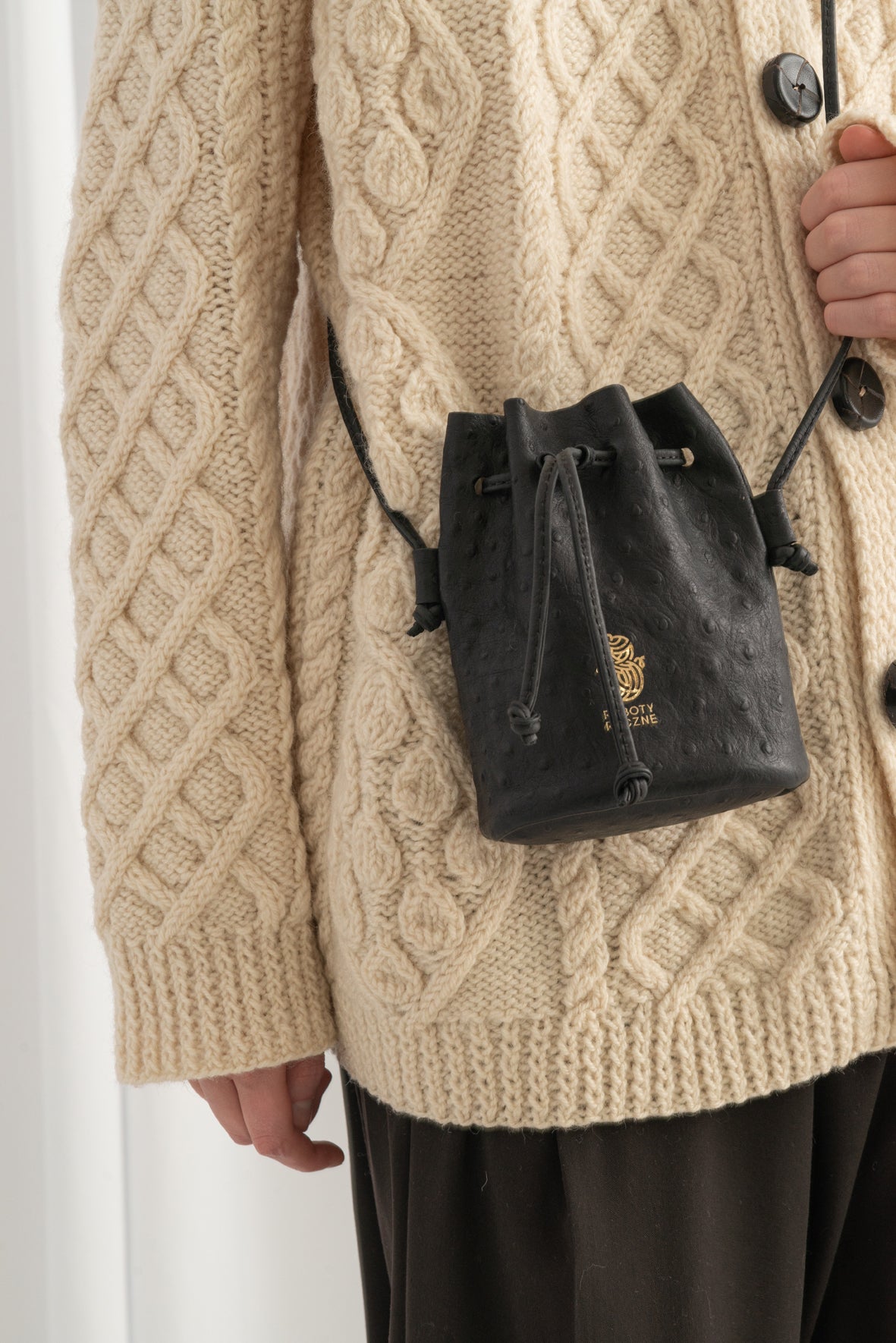 Mini Maria "Ostrich" Leather Pouch
