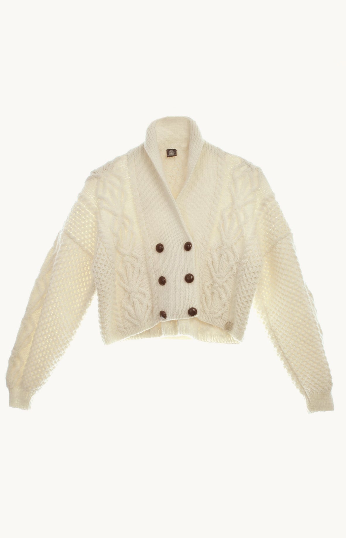 Rozpinany Sweter Crop Cardigan Leather Buttoned