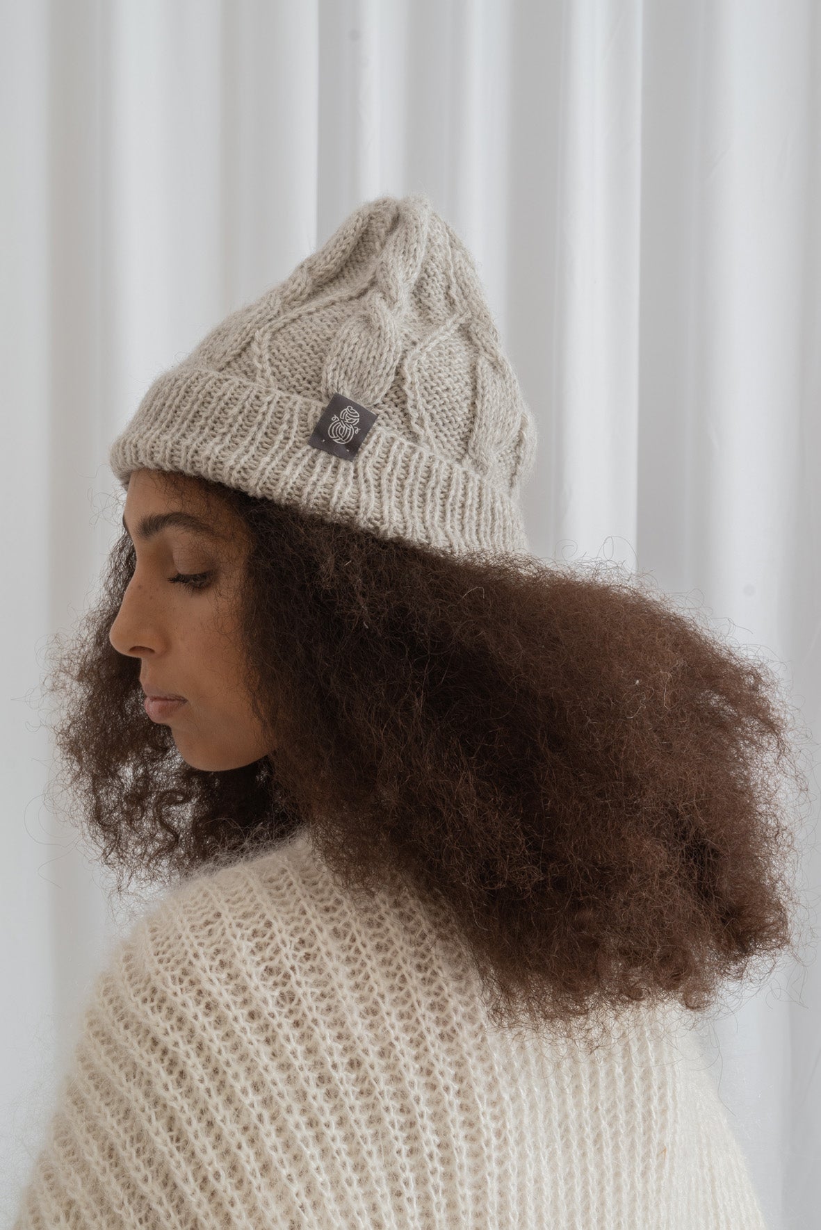 Gotowa Czapka Double Alpaca Pompom Beanie