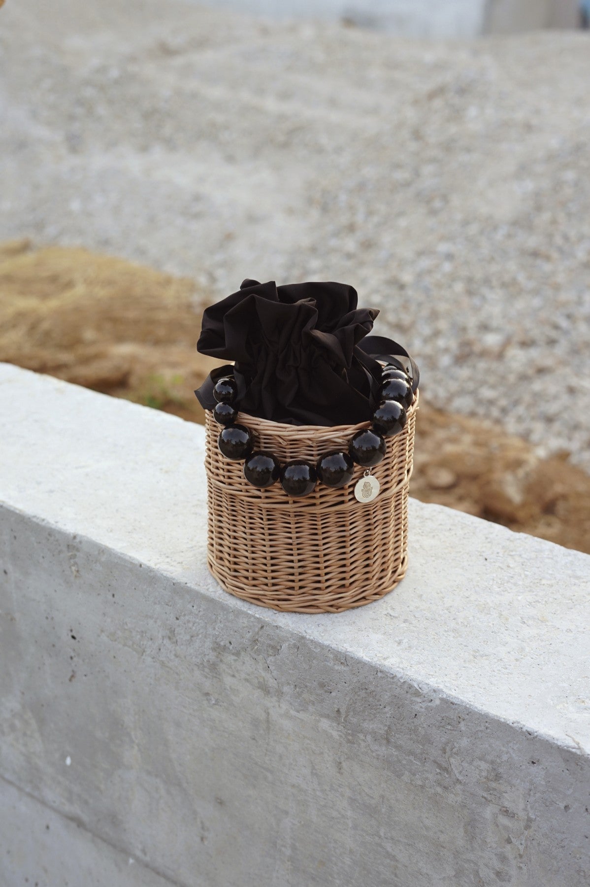 Ladybead Black Wicker Basket no. 2