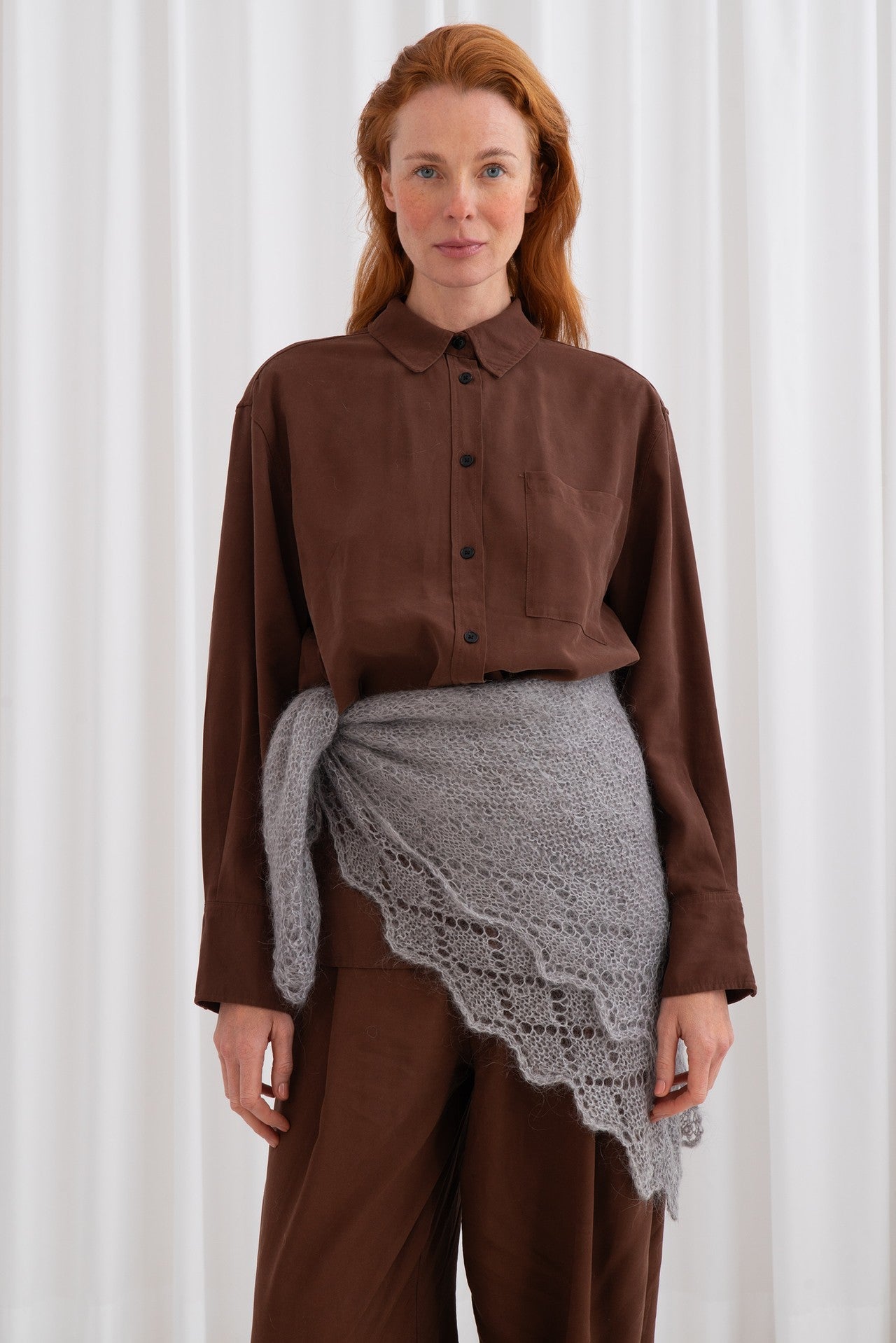 Gotowa Duża Prostokątna Chusta Ażurowa