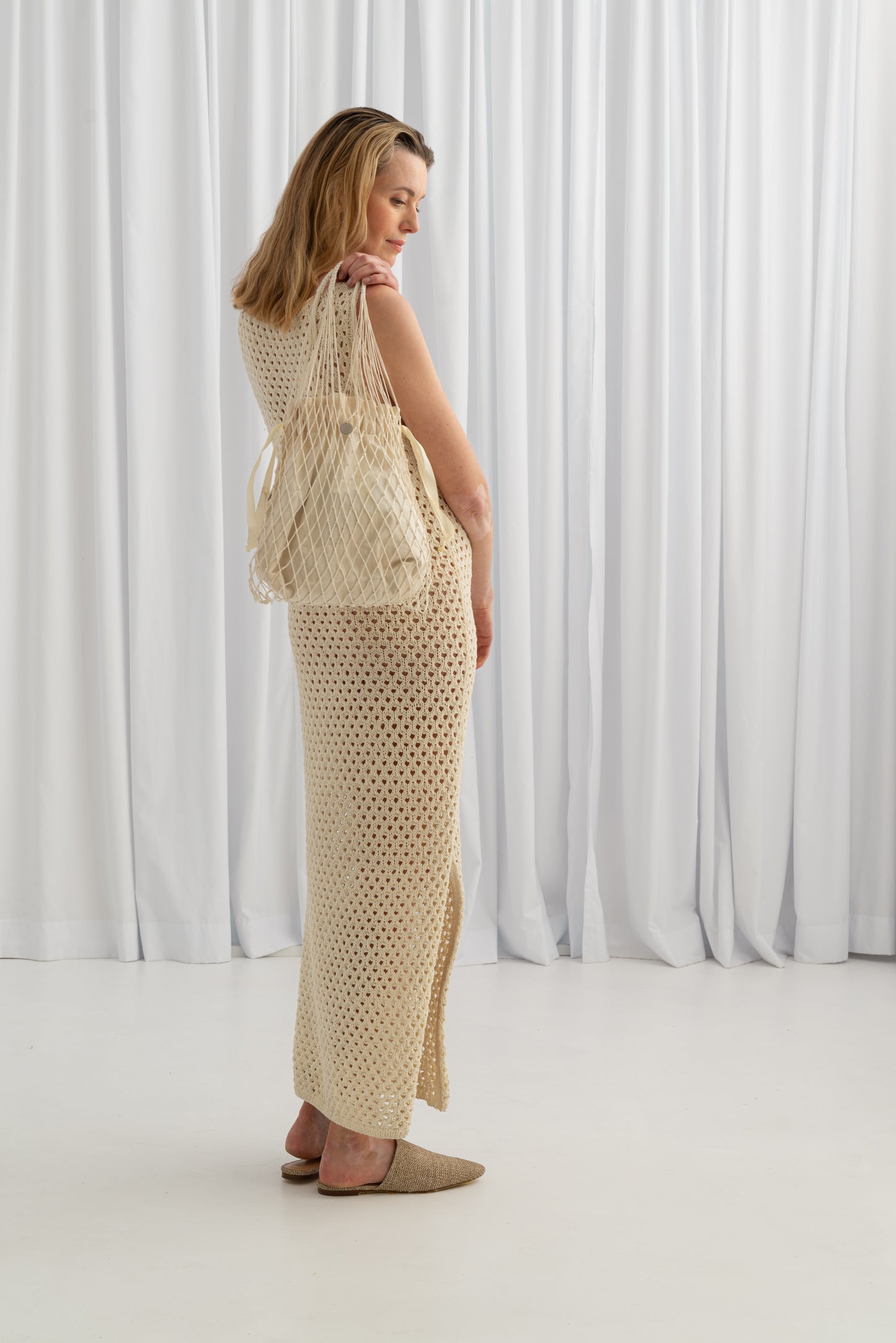 Linen Knotted Net Bag
