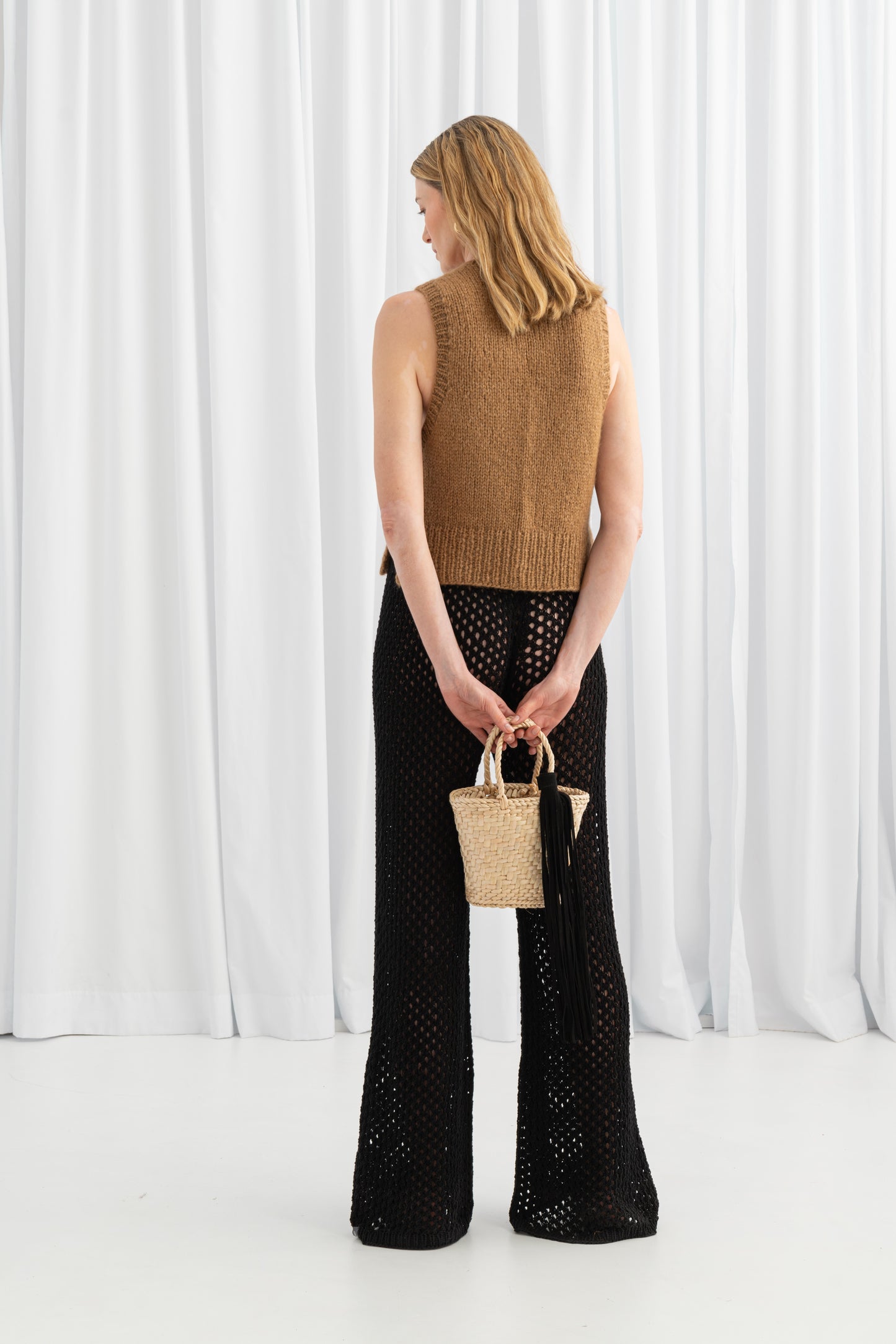 Openwork Egyptian Cotton Knitted Trousers