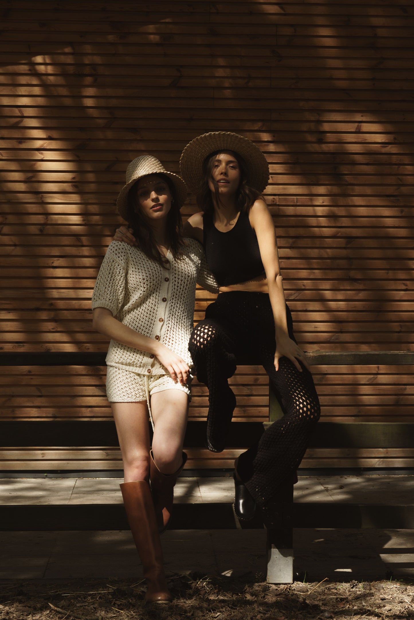 Openwork Knitted Polo Shirt