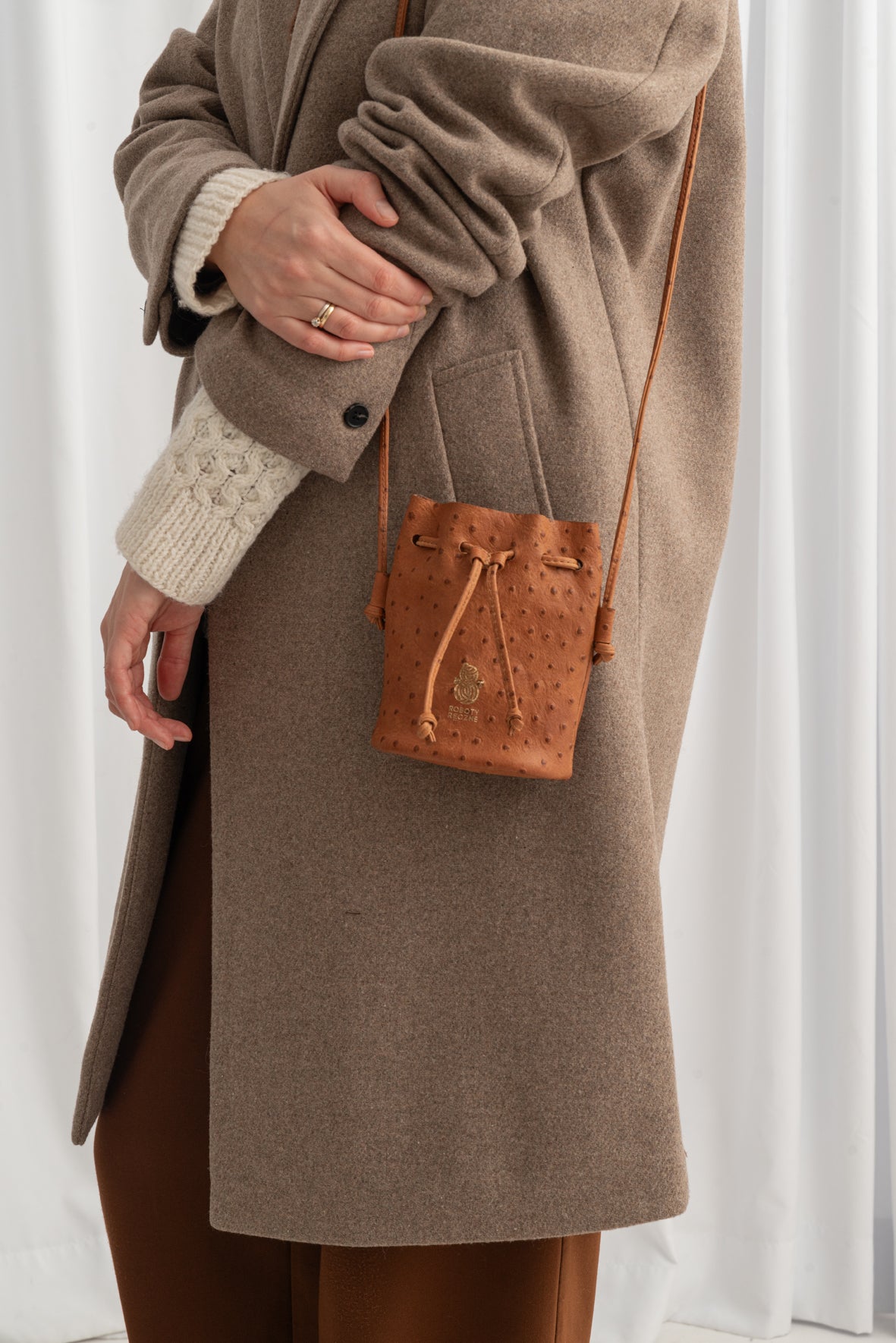 Mini Maria "Ostrich" Leather Pouch