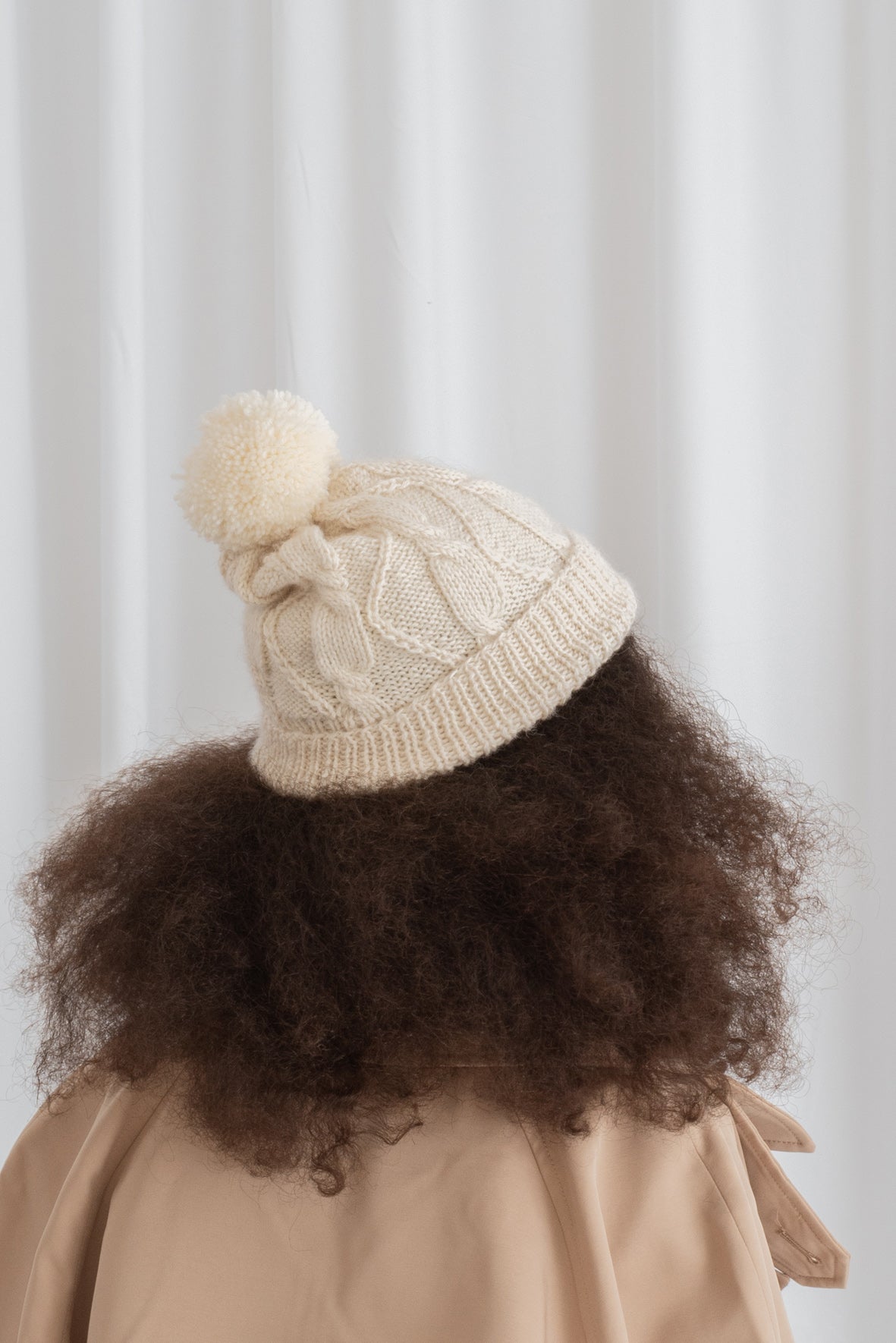 Gotowa Czapka Double Alpaca Pompom Beanie