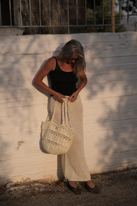 Duży Ażurowy Koszyk Raffia Basketbag