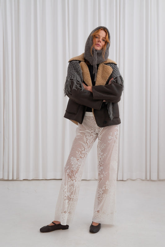 Spodnie koronkowe z firanki