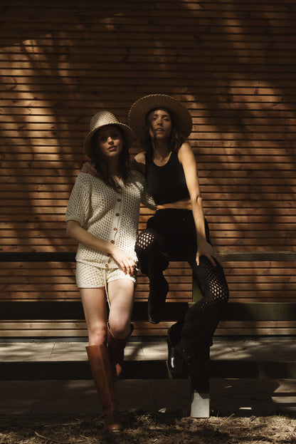 Ażurowy Sweter Polo