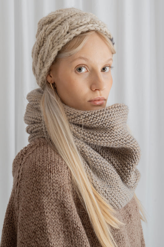 Cold Beige Double Knitted Neck Warmer